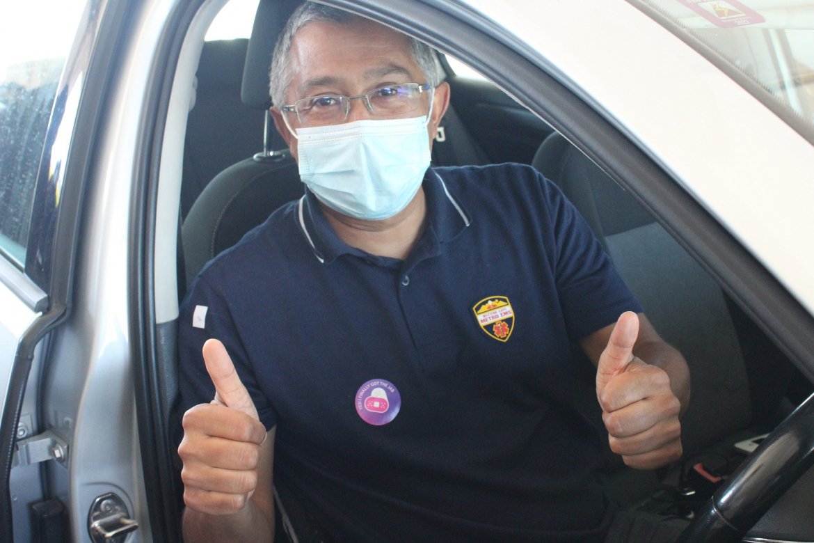 Dr Kariem received his booster vaccination at Athlone Vaccination Centre of Hope drive-through on 25 March 2022.JPG