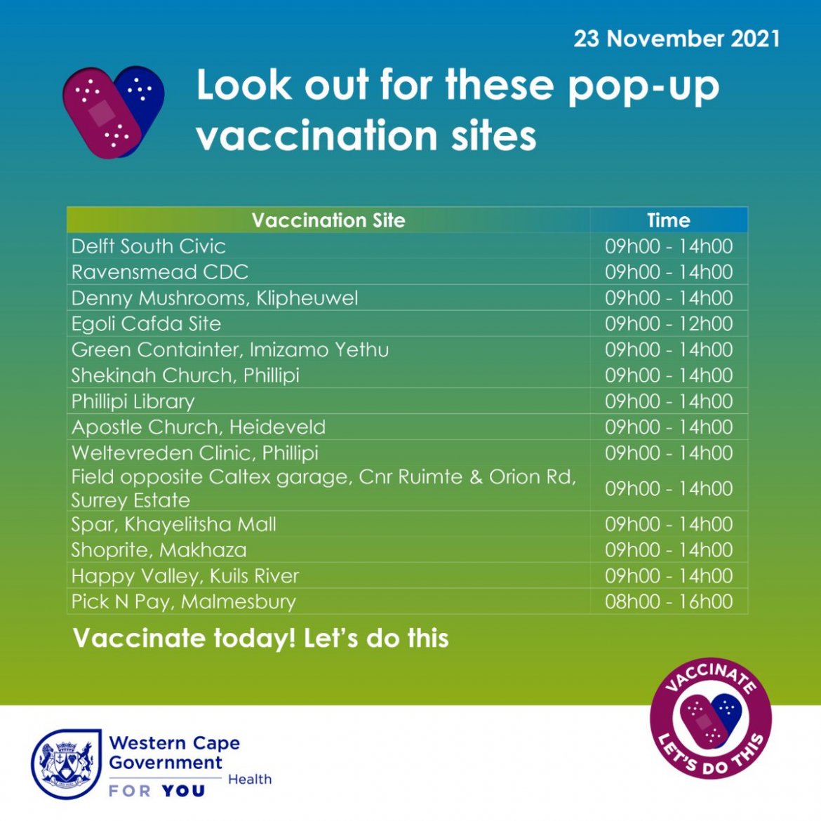 Pop-up vaccination sites open for you 23 November 2021 FE3LYPoWQAAoSnJ.jpg