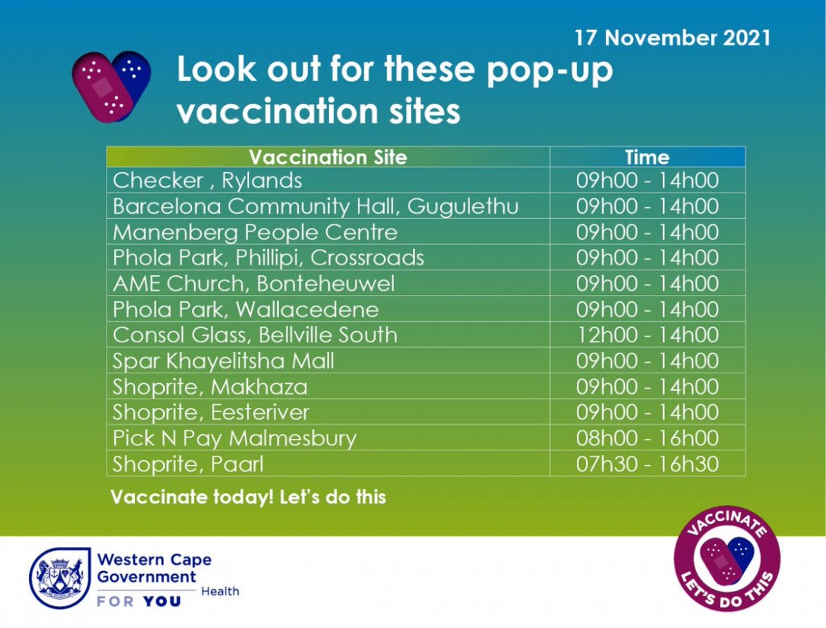 Pop-up vaccination sites open on 17 Nov 2021 in the Western Cape FEYPU4pXsAU4RVq.jpg