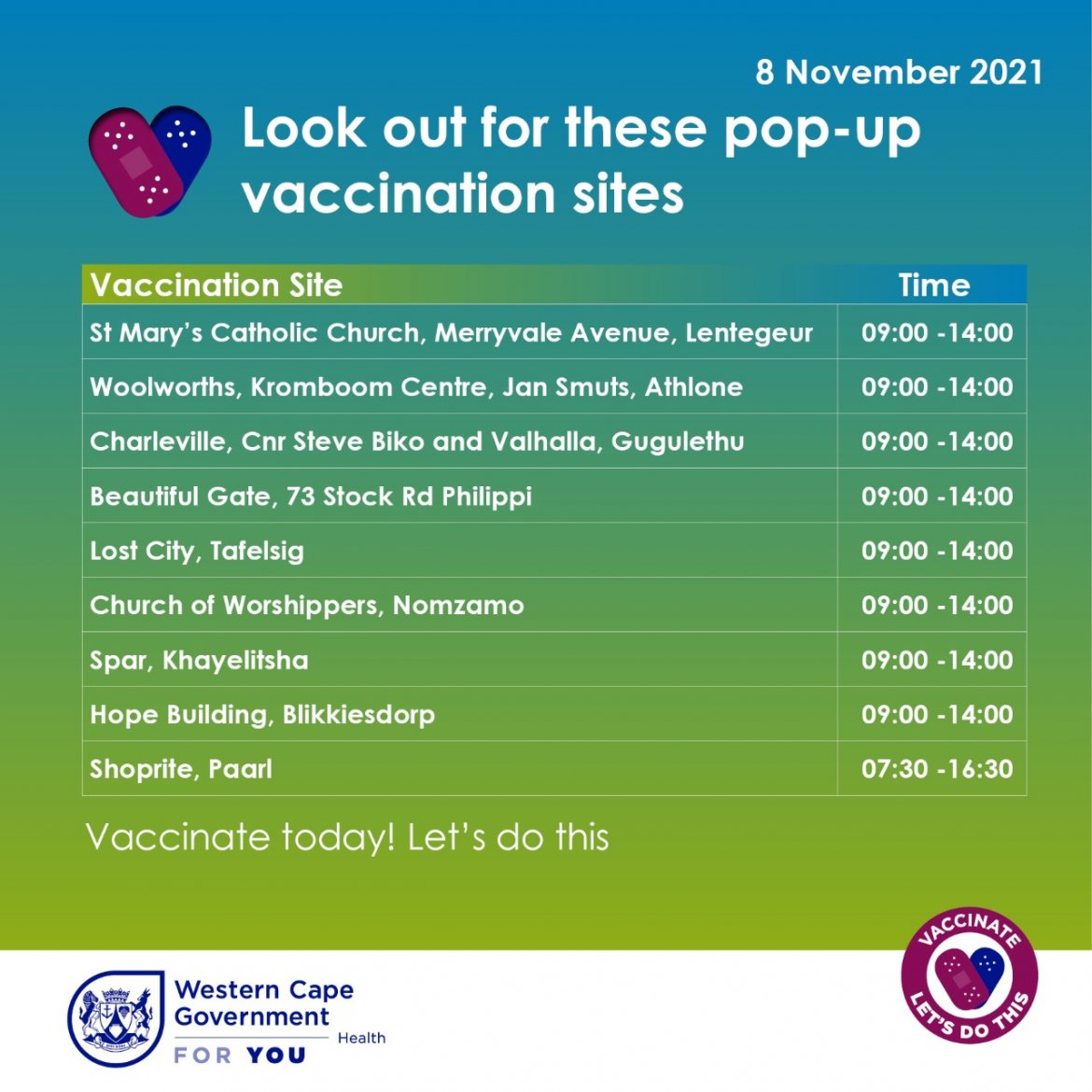 Pop-up vaccination sites open today 8 November 2021 FDp-FMYXsAAsM9n.jpg