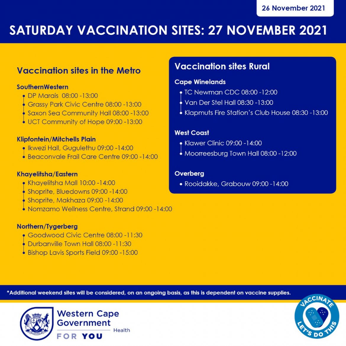 Saturday vaccination sites open on 27 Nov 2021 FFHaYnKXwCsTR52.jpg