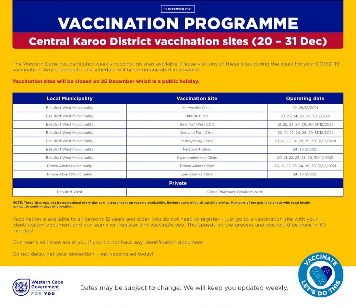 Western Cape Rural vaccination sites for 20 to 31 December 2021 Central Karoo.jpg